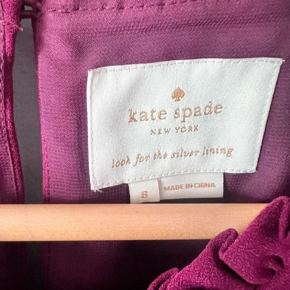 Kate Spade Burgundy Ruffle Fit And Flare Dress